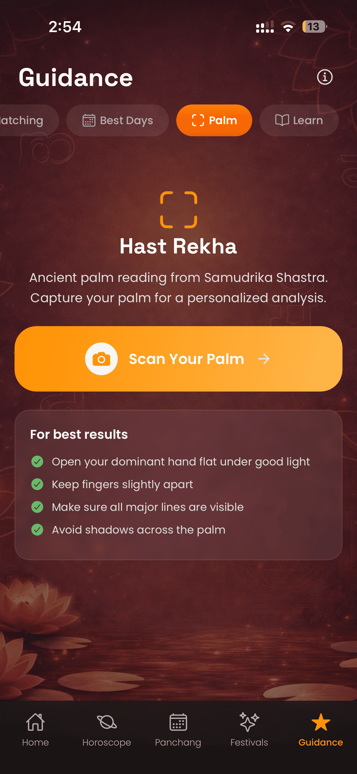 Palm scan onboarding screen